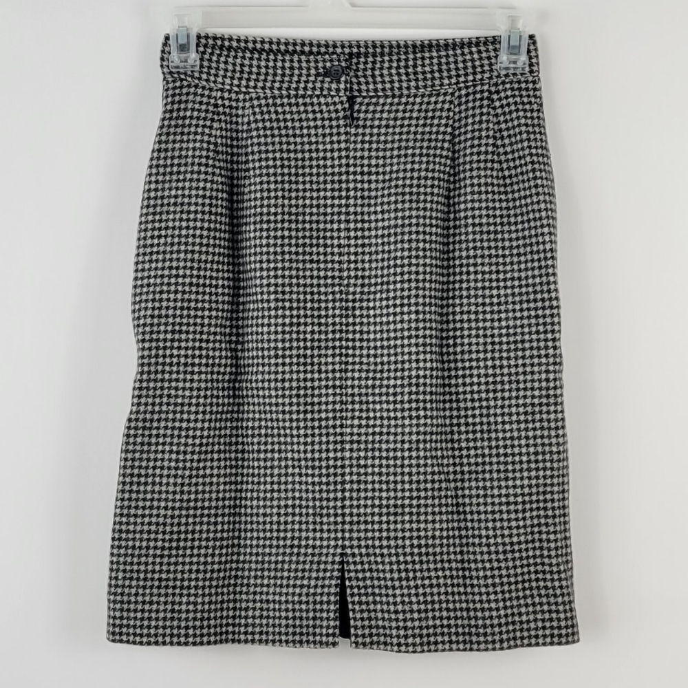 SEE NEW LISTING J.Crew 100% Wool Skirt Black Houndstooth Pattern Womens Black - Picture 2 of 6